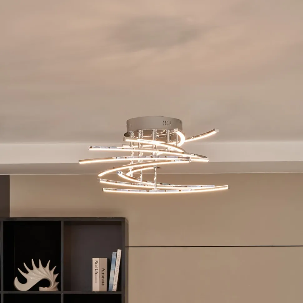 Lindby Flakira LED-loftlampe, 10 lyskilder, krom