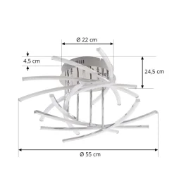 Lindby Flakira LED-loftlampe, 10 lyskilder, krom