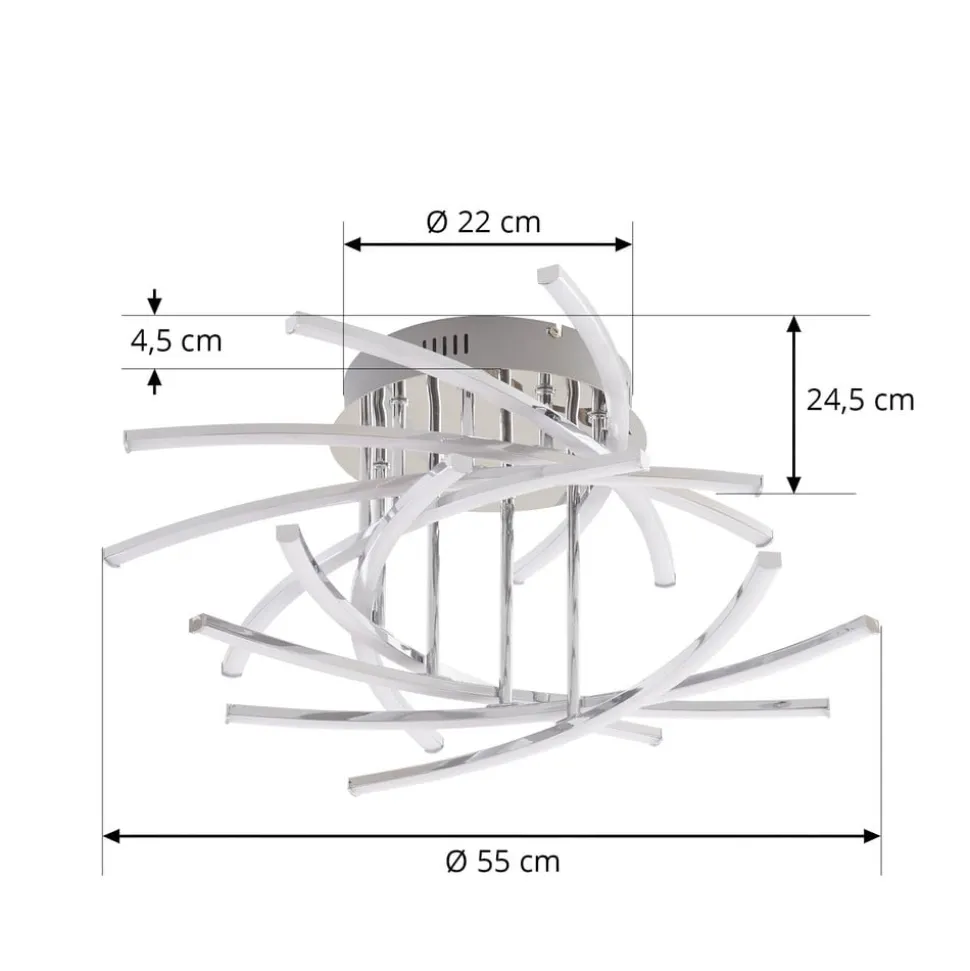 Lindby Flakira LED-loftlampe, 10 lyskilder, krom