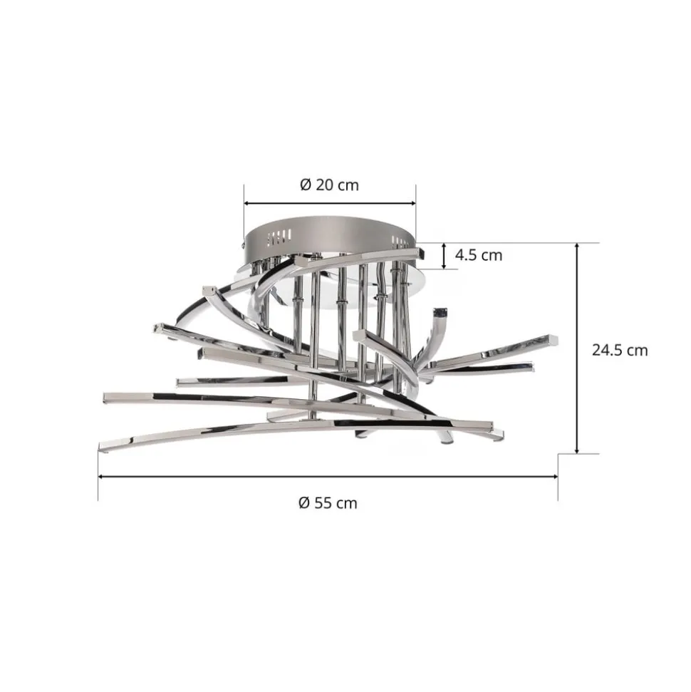 Lindby Flakira LED-loftlampe, 10 lyskilder, krom