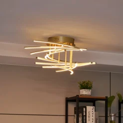 Lindby Flakira LED-loftlampe, 10 lk, antik messing