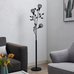 Lindby Florentine gulvlampe Kanye, 160 cm, sort, 3 lyskilder.