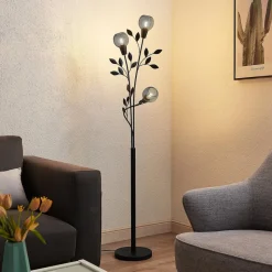 Lindby Florentine gulvlampe Kanye, 160 cm, sort, 3 lyskilder.