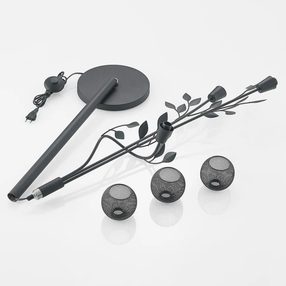 Lindby Florentine gulvlampe Kanye, 160 cm, sort, 3 lyskilder.