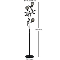 Lindby Florentine gulvlampe Kanye, 160 cm, sort, 3 lyskilder.