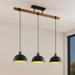 Lindby Flurin hængelampe, 3 lyskilder, 107 cm, sort, metal