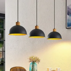 Lindby Flurin hængelampe, 3 lyskilder, 107 cm, sort, metal