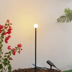 Lindby Freydis LED-solcellelampe, sort, aluminium, 2.000 K