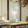 Lindby genopladelig bordlampe Yvette, grøn, IP44, touchdæmper
