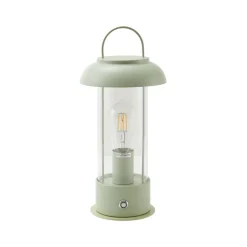 Lindby genopladelig bordlampe Yvette, grøn, IP44, touchdæmper