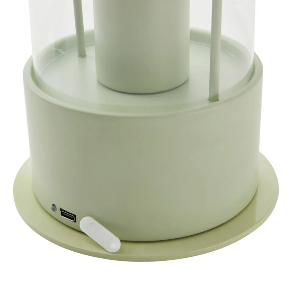 Lindby genopladelig bordlampe Yvette, grøn, IP44, touchdæmper
