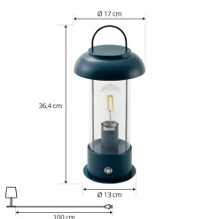 Lindby genopladelig bordlampe Yvette, blå, IP44, touchdæmper