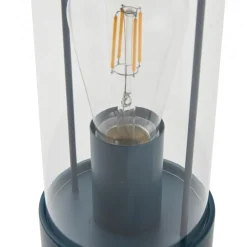Lindby genopladelig bordlampe Yvette, blå, IP44, touchdæmper