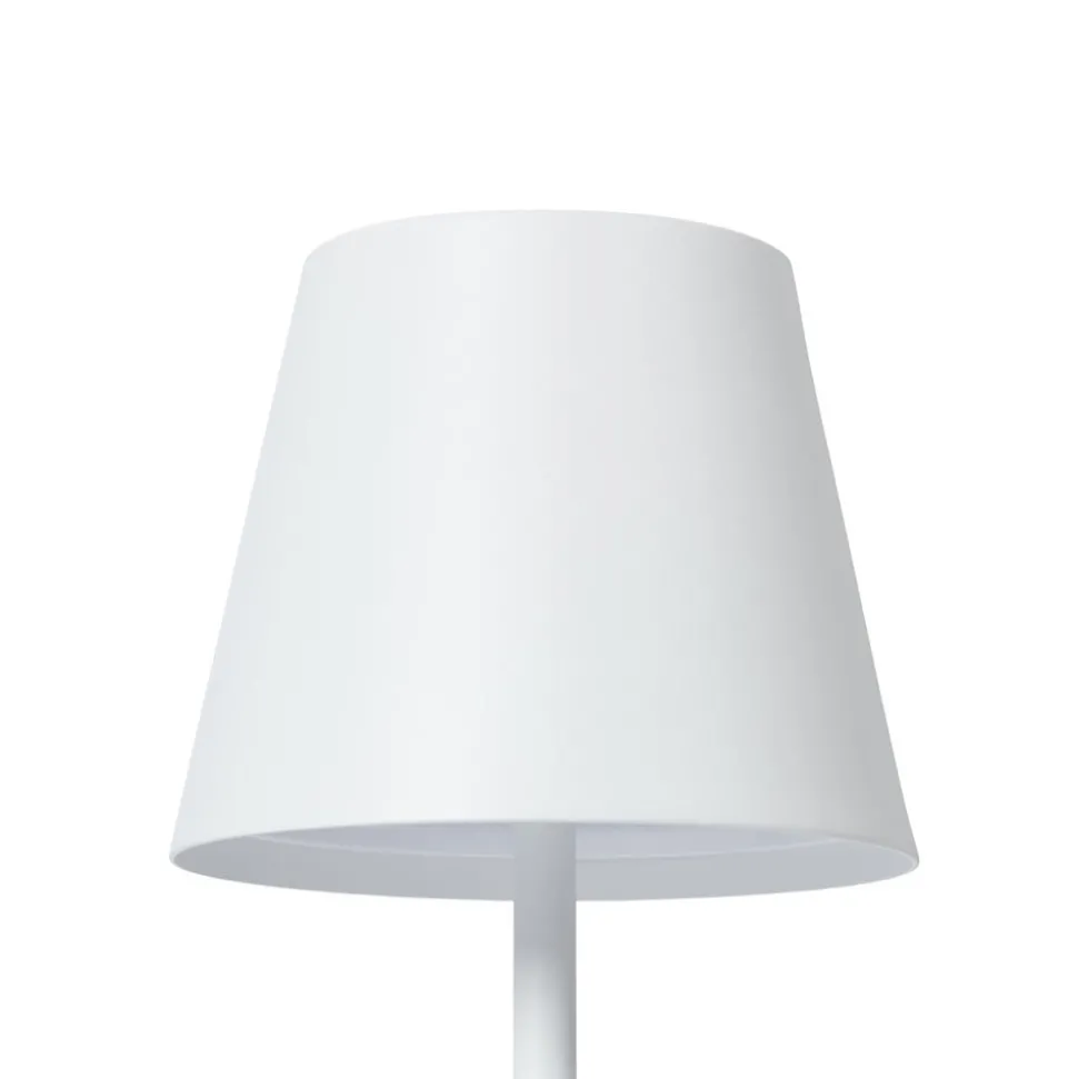 Lindby genopladelig LED-bordlampe Janea CUBE, hvid, metal