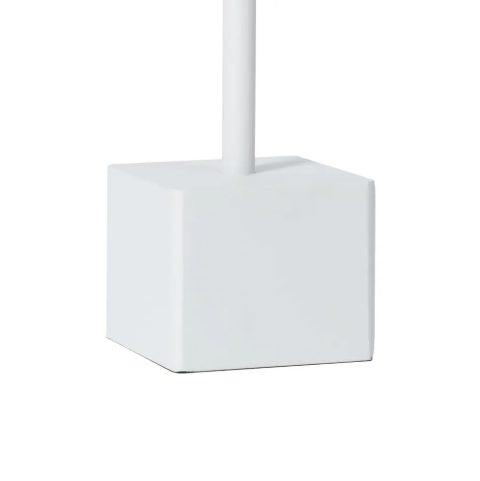 Lindby genopladelig LED-bordlampe Janea CUBE, hvid, metal