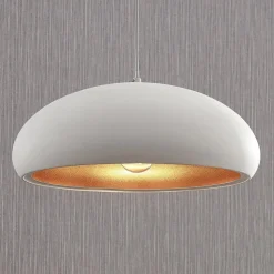 Lindby Gerwina pendellampe, hvid/guld, metal, 40 cm, E27