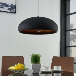 Lindby Gerwina pendellampe, sort/guld, metal, 40 cm, E27