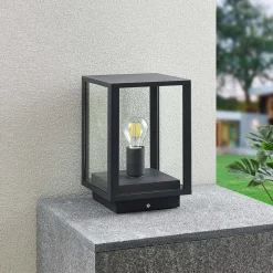 Lindby Giavanna sokkellampe, 29 cm, antracit, IP44, E27