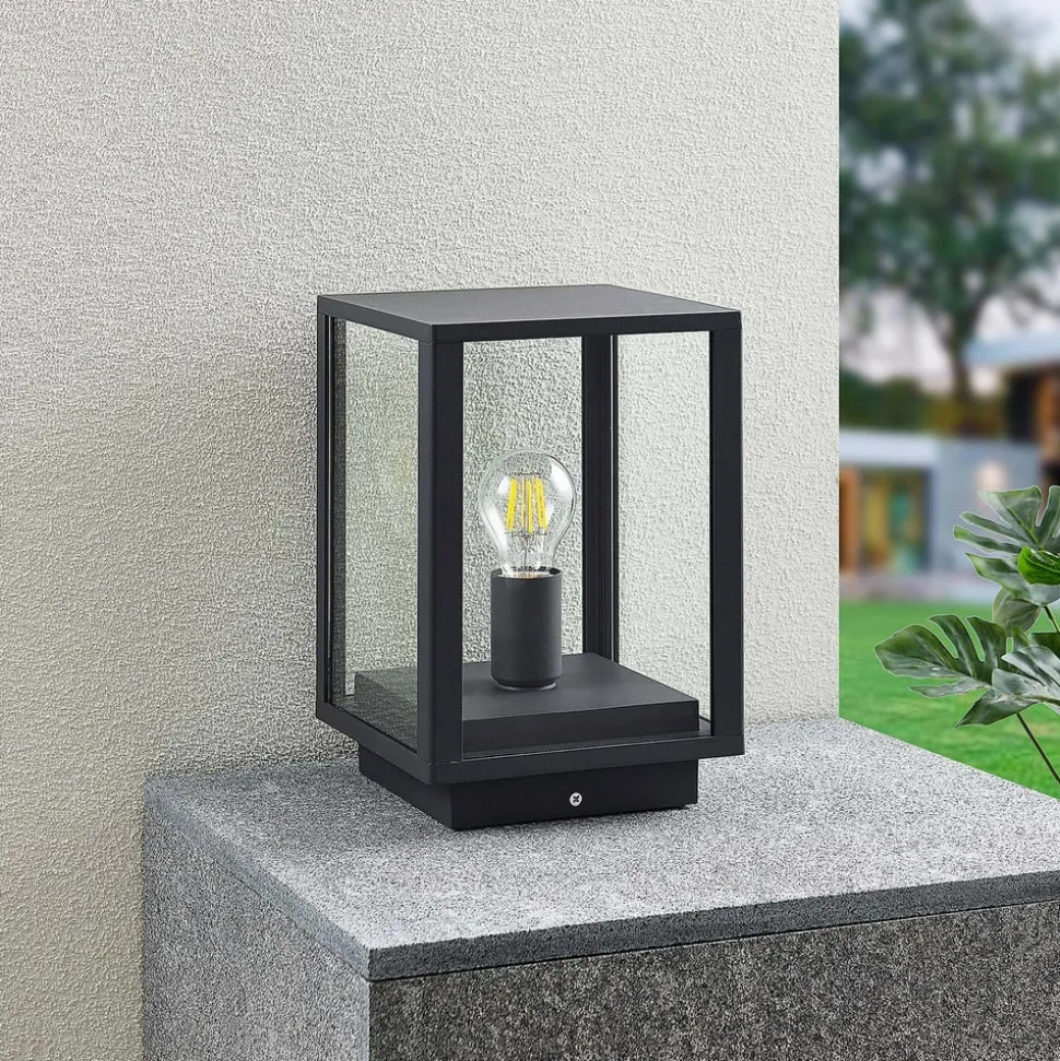 Lindby Giavanna sokkellampe, 29 cm, antracit, IP44, E27