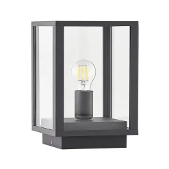 Lindby Giavanna sokkellampe, 29 cm, antracit, IP44, E27