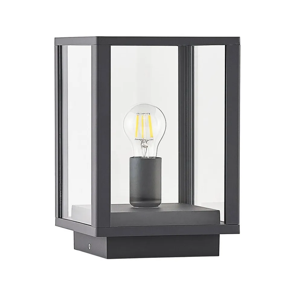 Lindby Giavanna sokkellampe, 29 cm, antracit, IP44, E27