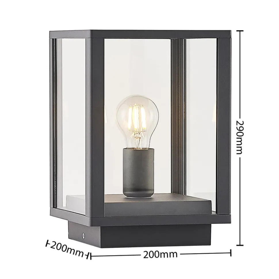 Lindby Giavanna sokkellampe, 29 cm, antracit, IP44, E27