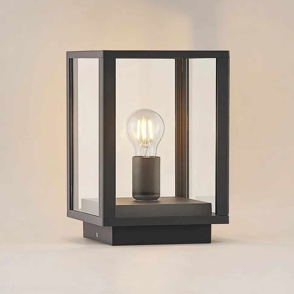 Lindby Giavanna sokkellampe, 29 cm, antracit, IP44, E27