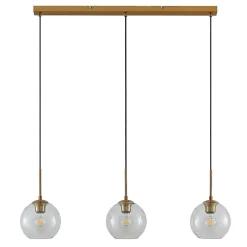 Lindby Grady hængelampe, messing/klar, 110 cm, metal, glas