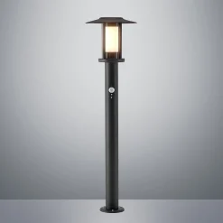 Lindby Gregory LED-vejlampe, 76 cm, sensor, mørkegrå, IP44