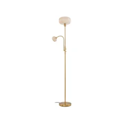 Lindby gulvlampe Aliette, guld/amber, glas, læselampe