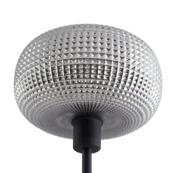 Lindby gulvlampe Aliette, sort/grå, glas, læselampe