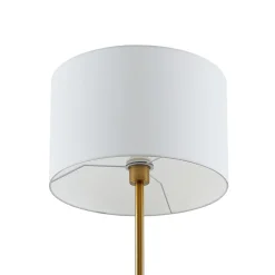 Lindby Gulvlampe Aovan, bronzefarvet, hylde, USB-port