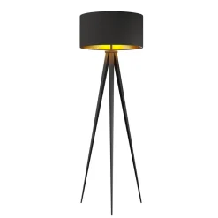 Lindby gulvlampe Benik, stativ, tekstil, sort/guld, 153 cm