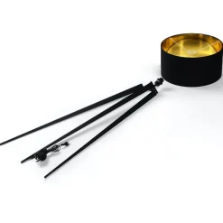 Lindby gulvlampe Benik, stativ, tekstil, sort/guld, 153 cm