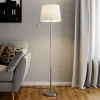 Lindby gulvlampe Benjiro, hvid, tekstil, læselampe, 150 cm