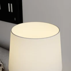Lindby gulvlampe Benjiro, hvid, tekstil, læselampe, 150 cm