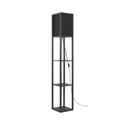 Lindby gulvlampe Birta, sort, hylde, træ, 159 cm