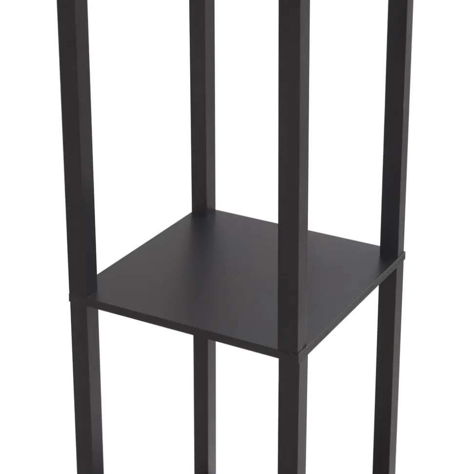 Lindby gulvlampe Birta, sort, hylde, træ, 159 cm