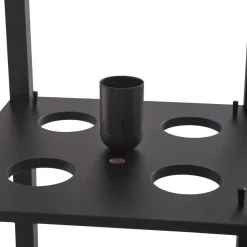 Lindby gulvlampe Birta, sort, hylde, træ, 159 cm