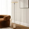Lindby gulvlampe Branford, retro, beige, metal/travertin