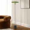 Lindby Gulvlampe Branford, Retro, grøn, metal/marmor