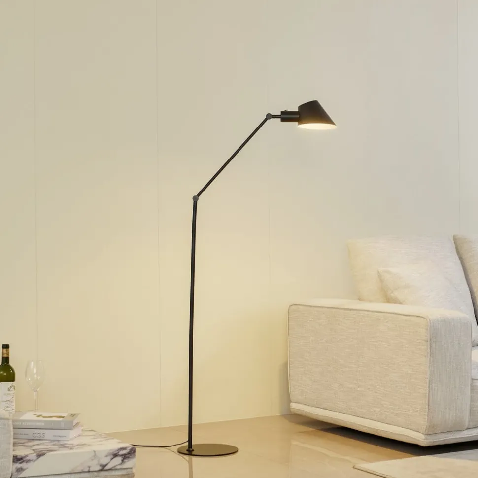 Lindby gulvlampe Corali, sort, metal, højde 176,5 cm