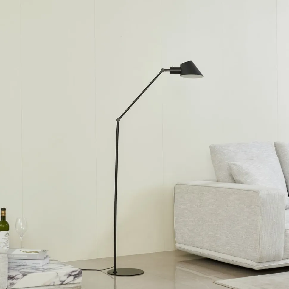 Lindby gulvlampe Corali, sort, metal, højde 176,5 cm