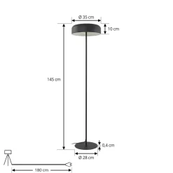 Lindby gulvlampe Edion, sort, metal