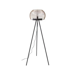 Lindby gulvlampe Ediz, sort, træ, 159 cm høj, E27
