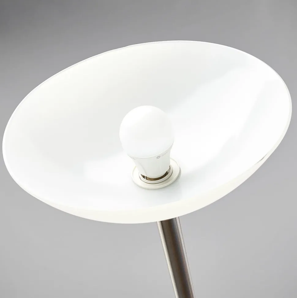 Lindby gulvlampe Elaina, 180 cm, nikkelfarvet, læselampe