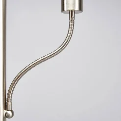Lindby gulvlampe Elaina, 180 cm, nikkelfarvet, læselampe