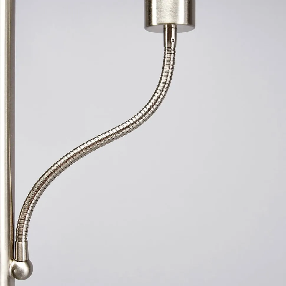 Lindby gulvlampe Elaina, 180 cm, nikkelfarvet, læselampe