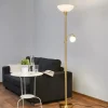 Lindby gulvlampe Elaina, læselampe, messingfarvet, 183cm E27
