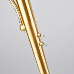 Lindby gulvlampe Elaina, læselampe, messingfarvet, 183cm E27